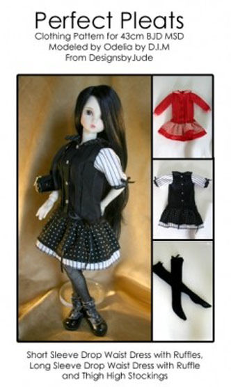Pleat Dress Doll Clothes Sewing Pattern 43cm Ball Joint MSD Dollfie 